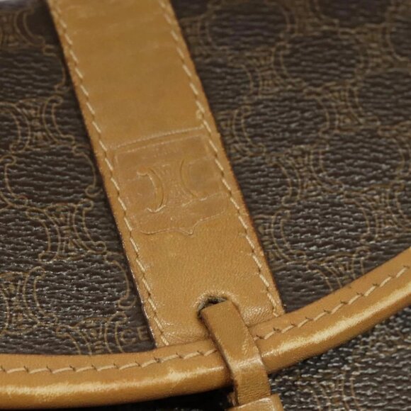 CELINE Macadam Canvas Shoulder Bag PVC Leather Brown Gold Auth sw330 - Picture 2 of 16